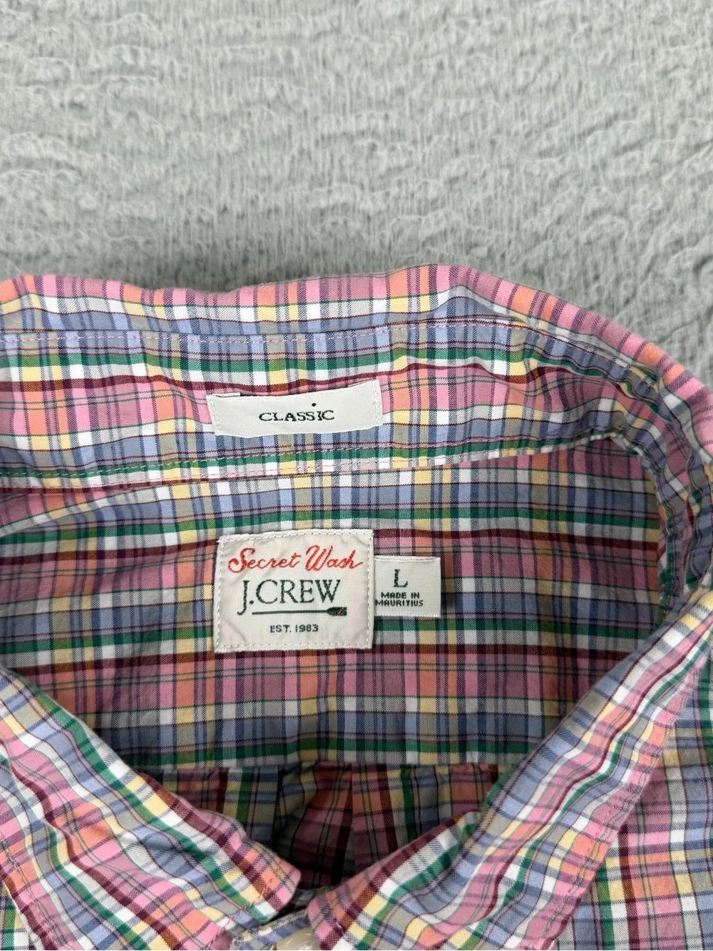J Crew Shirt Mens Large Classic Multicolor Plaid Button Down Long Sleeve Cotton
